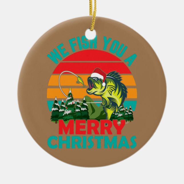 Fisch Sie frohe Weihnachten im Juli Fischen Santa Keramik Ornament (Vorne)