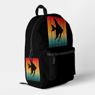 Fisch-Silhouette Vintage-Sonnenuntergang Bedruckter Rucksack