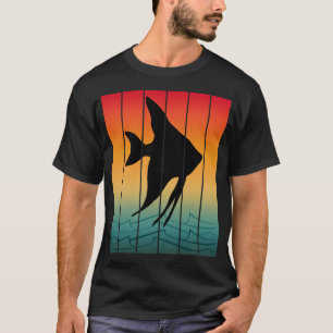 Fisch-Silhouette Vintage-Sonnenuntergang T-Shirt
