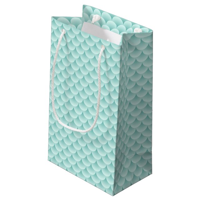 Fisch-Skala-Muster Kleine Geschenktüte (Rückseite Schrägansicht)