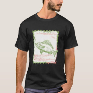 Fisch Stempel im Vintage-Stil für Angler T-Shirt