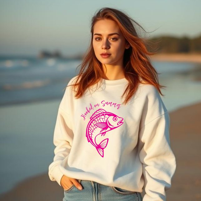 Fisch süß am Sommer-Rosa Sweatshirt (Fish Hooked on Summer- Pink)