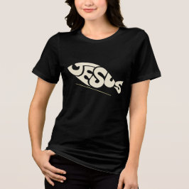 Fisch Text Jesus Tri-Blend Shirt