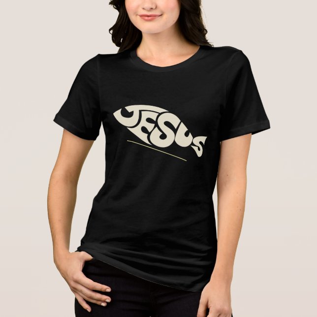 Fisch Text Jesus  Tri-Blend Shirt (Vorderseite)