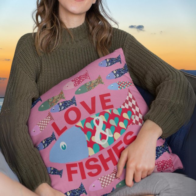 Fisch thematisch nautisch Niedlich Comfy Liebe Kissen (Von Creator hochgeladen)