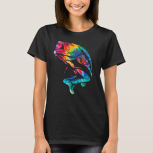 Fisch Tie Dye Barsch Großmäuliger Barsch Angeln Fi T-Shirt
