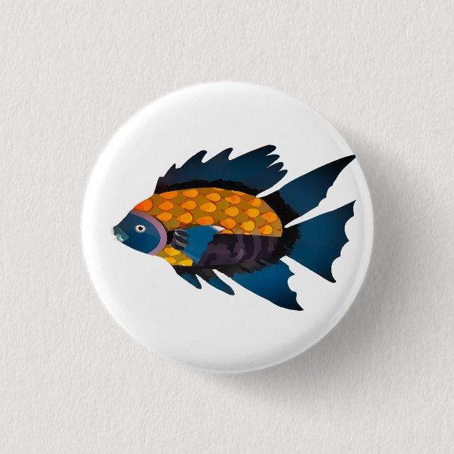 Fisch, Tier, Zeichnend Button (Vorderseite)