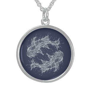 Fisch-Tierkreis-Kreis-Silber-Halskette Sterling Silberkette