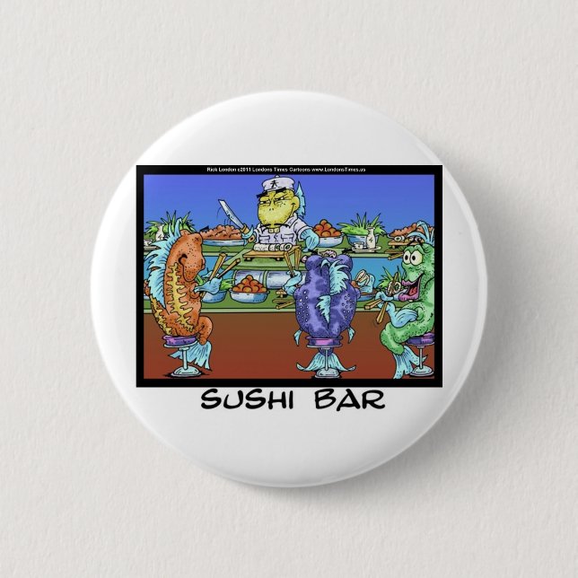 Fisch trifft Märkte AKA Sushi Bar Funny Gifts & Ca Button (Vorderseite)