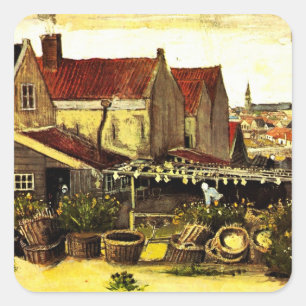 Fisch-Trocken-Schuppen von Vincent van Gogh Quadratischer Aufkleber