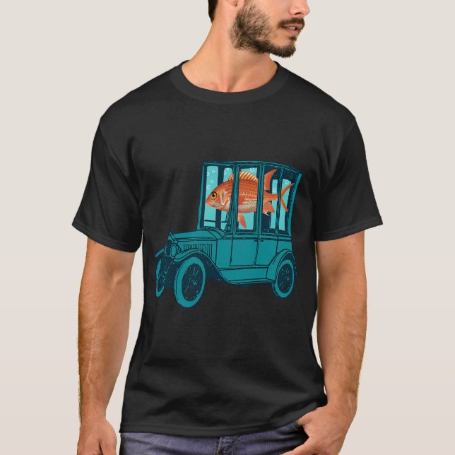 Fisch- und altes Auto-Collage T-Shirt (Vorderseite)