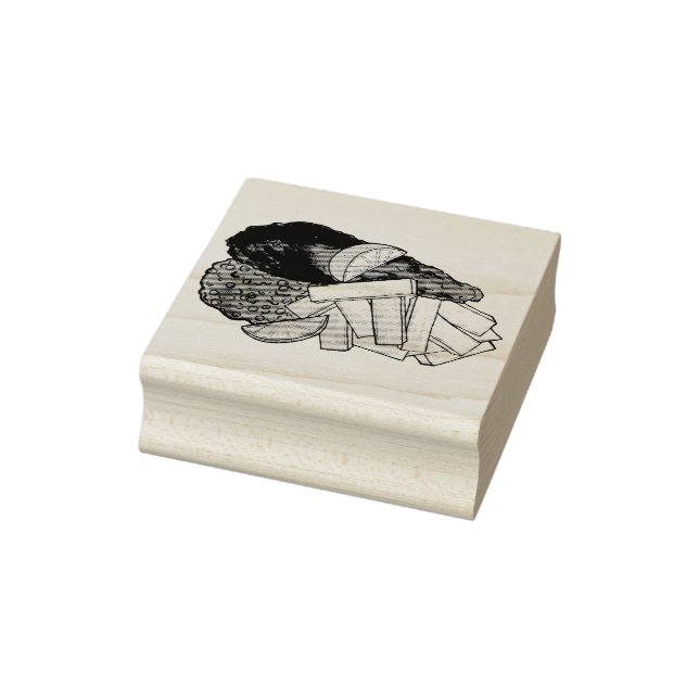 Fisch und Chips Erbsen Britischer Pub Chip Shop Ne Gummistempel (Stempel)
