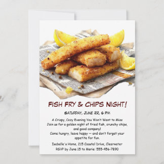 Fisch und Chips - Lässige Meeresfrüchte Party Einl Einladung