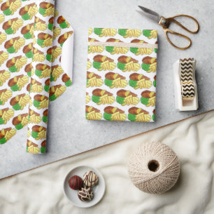 Fisch und Chips Peas British Pub Restaurant Lebens Geschenkpapier