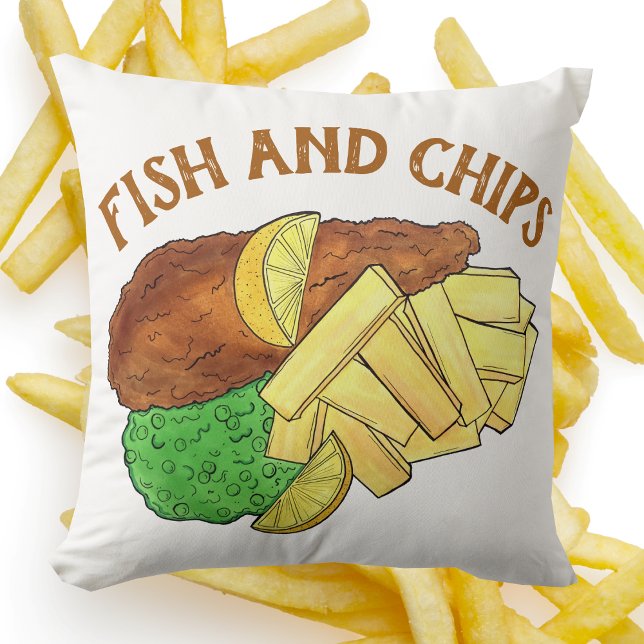 Fisch und Chips Peas British Pub Restaurant Lebens Kissen (Fish and Chips Pillow)