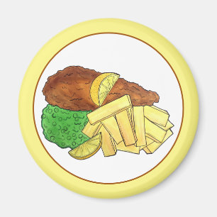 Fisch und Chips Peas British Pub Restaurant Lebens Magnet