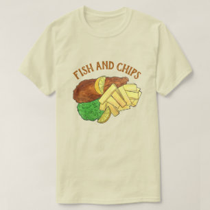 Fisch und Chips Peas British Pub Restaurant Lebens T-Shirt