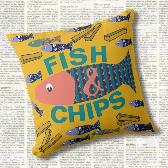 Fisch und Chips, Seebad, Chippy, Beach House Kissen (Von Creator hochgeladen)