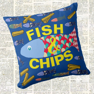 Fisch und Chips, Seebad, Chippy, Beach House Kissen