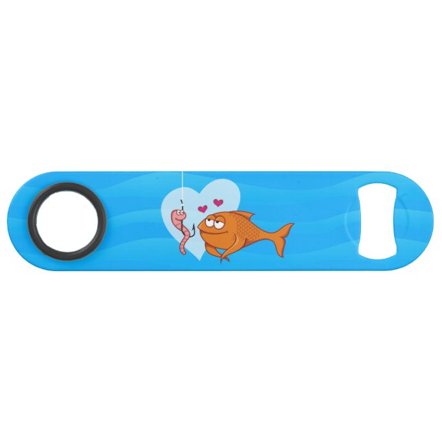 Fisch und Köder in der Liebe Bar Speed Flaschenöffner (Vorderseite (Horizontal))