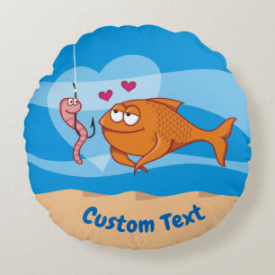 Fisch und Köder in der Liebe Rundkissen Rundes Kissen