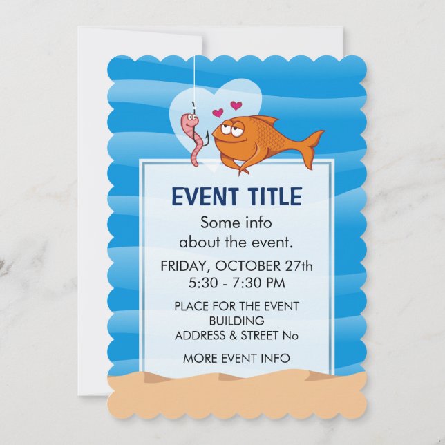 Fisch und Köder in Liebe Einladung (Rückseite)