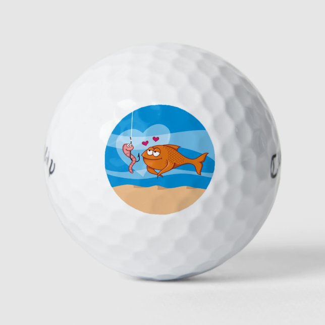 Fisch und Köder in Liebe Golfball (Vorderseite)