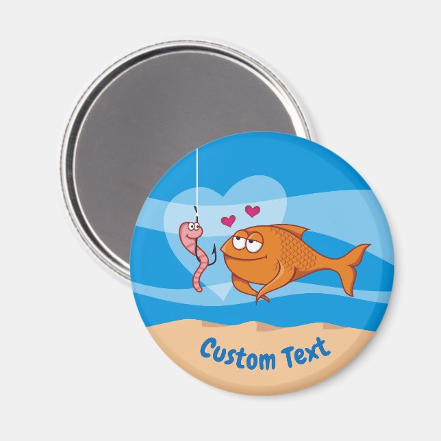 Fisch und Köder in Liebe Magnet (Vorderseite/Rückseite)