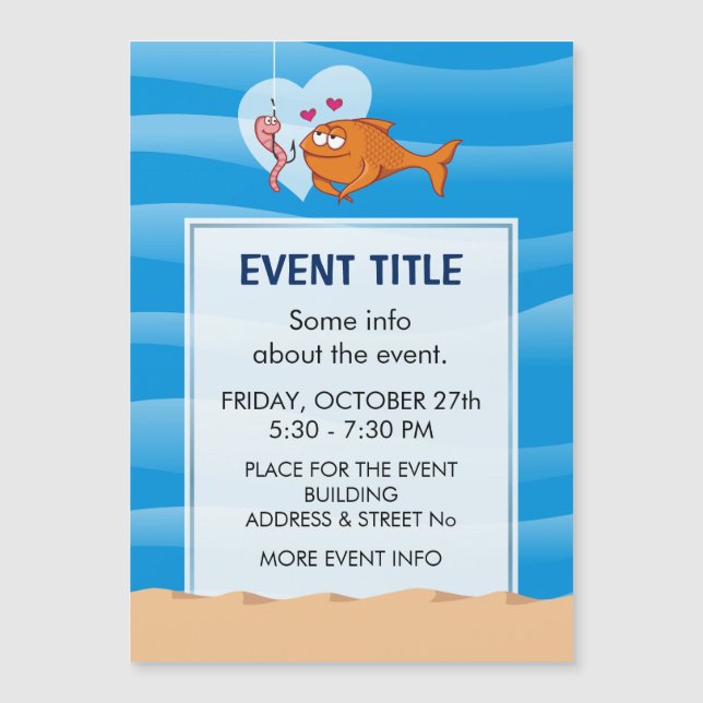 Fisch und Köder in Liebe Magnetkarte (Vorderseite)