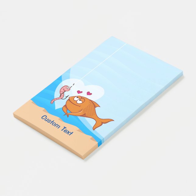 Fisch und Köder in Liebe Post-it Klebezettel (angewinkelt)