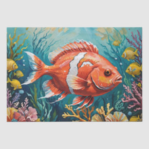 Fisch- und Korallen-Acrylgemälde Seidenpapier