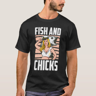 Fisch und Küken Segeln Segelboot Schiff Segelboot T-Shirt