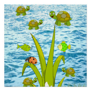 Fisch und Schildkröten Poster Beach House Plakate