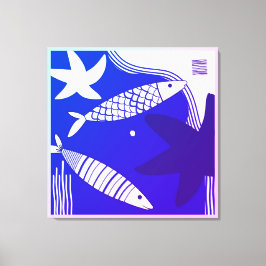 Fisch- und Seestern-Leinwand-Wandkunst Leinwanddruck