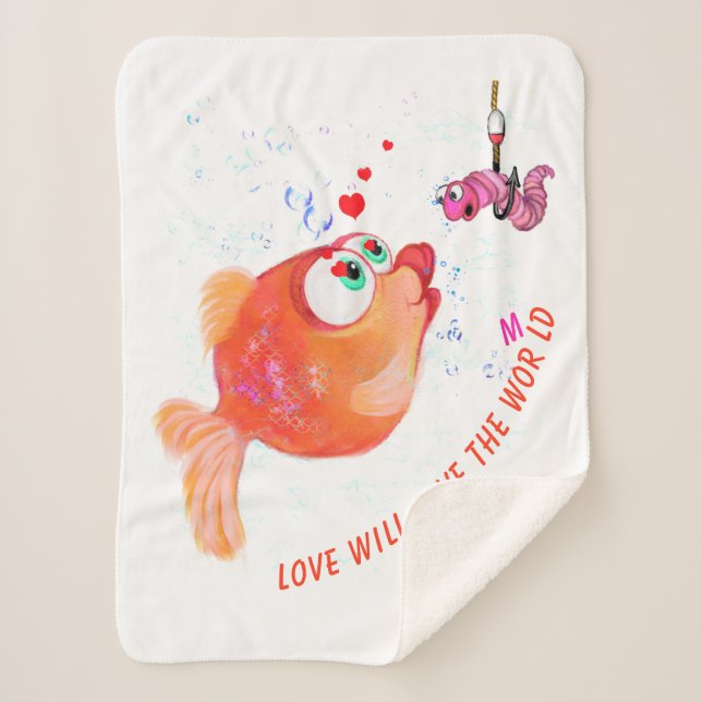 Fisch und Wurm Caroon Baby Sherpa Blanket Sherpadecke (Vorderseite)
