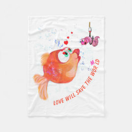Fisch und Wurm Fleece Blanket - Ihr Text