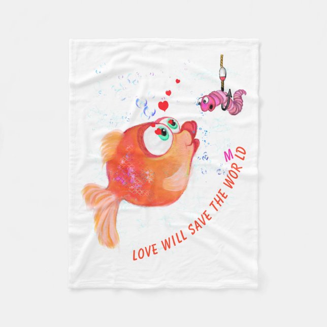 Fisch und Wurm Fleece Blanket - Ihr Text (Vorderseite)