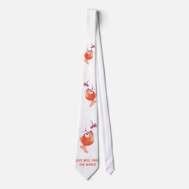 Fisch und Wurm Neck Tie Fun - Benutzerdefinierter  Krawatte (Vorderseite)