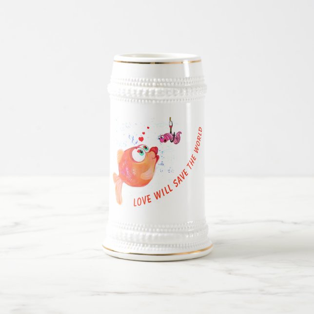Fisch und Wurmbierstein - Benutzerdefinierter Text Bierglas (Mittel)