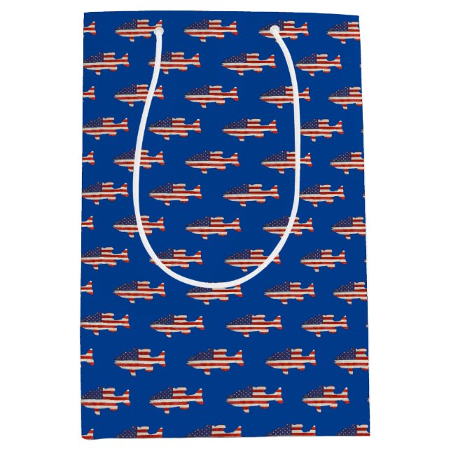 Fisch unter amerikanischer Flagge Mittlere Geschenktüte (Vorderseite)
