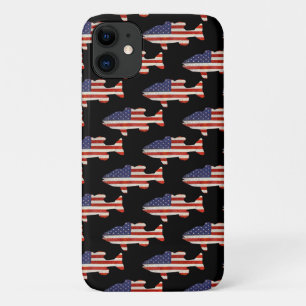 Fisch unter amerikanischer Flagge, schwarz Case-Mate iPhone Hülle