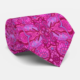 Fisch Unterwasser-Boheme-Arabesken-Muster Magenta Krawatte