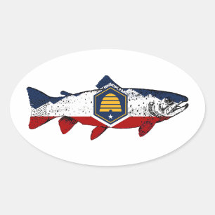 Fisch Utah Forelle Ovaler Aufkleber
