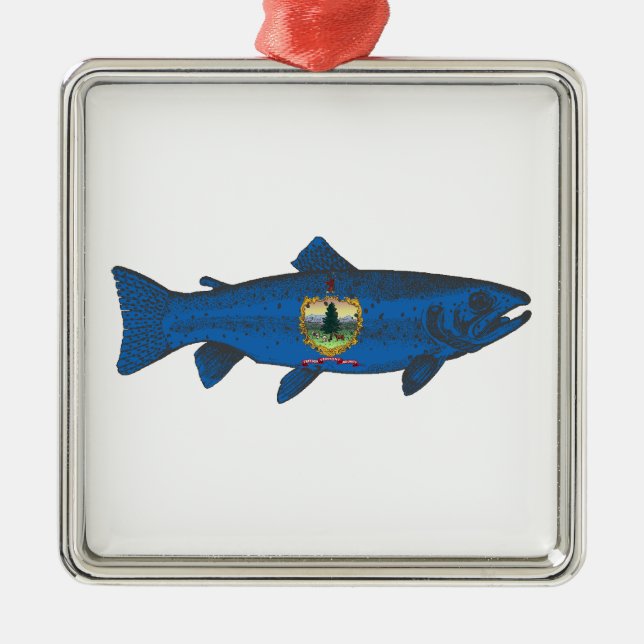 Fisch-Vermont-Flaggenforelle Ornament Aus Metall (Vorne)