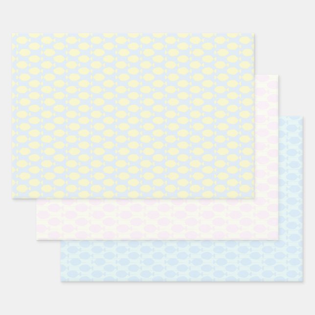 Fisch-Verpackungspapier Flachblatt-Set aus 3 Geschenkpapier Set (Set)