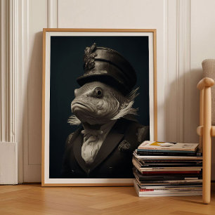 Fisch viktorianisches Tierporträt Vintage-Tier Fis Poster