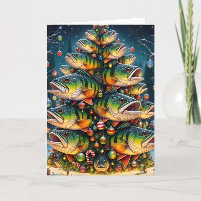 Fisch-Weihnachtsbaum Feiertagskarte (Vorderseite)