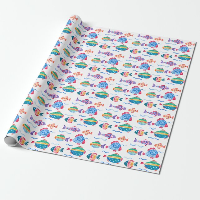 Fisch-Wrapping-Papier Geschenkpapier (Ungerollt)