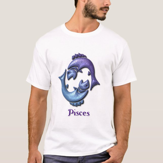 Fisch-Zeichen-Damen-Blau-T - Shirt (Vorderseite)