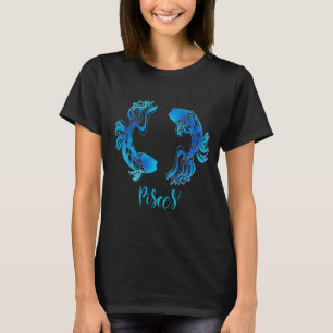 Fisch Zodiac-Zeichen blauer Glitzer Funkeln T-Shirt